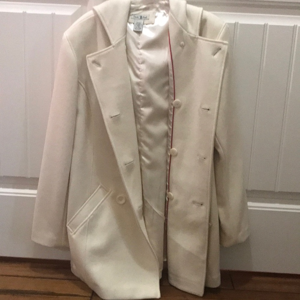 Cream women’s pea coat.